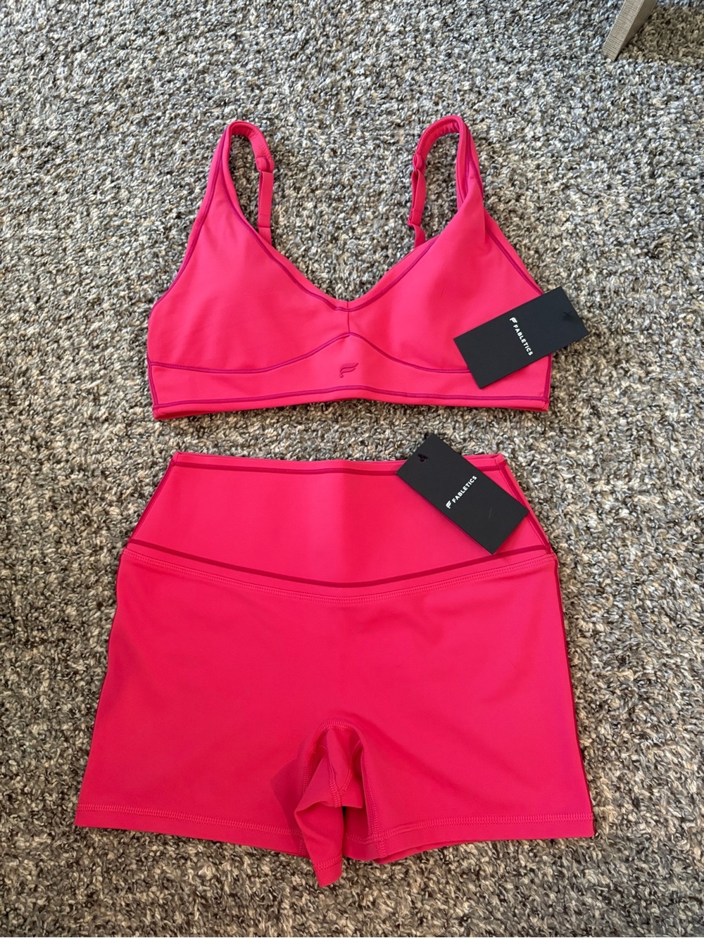 Fabletics Fuchsia PureLuxe Bralette & Biker Shorts Set